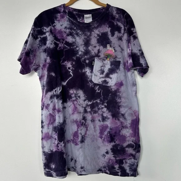 RIPNDIP Psychedelic Purple Acid Wash Pocket T-Shirt - Picture 3 of 9